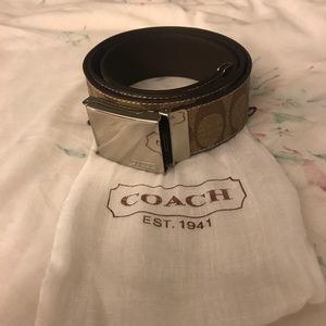 Coach Signature Heritage Canvas Belt Tan